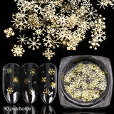 Gold Nail Glitter Sequins Snow Flakes Decorations for Nail Arts