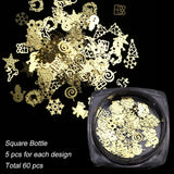 Gold Nail Glitter Sequins Snow Flakes Decorations for Nail Arts