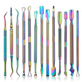 Rainbow Stainless Steel Nail Art Double Sided Cuticle Finger Dead Skin Cut Nail Art Tools