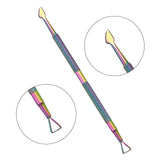 Rainbow Stainless Steel Nail Art Double Sided Cuticle Finger Dead Skin Cut Nail Art Tools