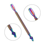 Rainbow Stainless Steel Nail Art Double Sided Cuticle Finger Dead Skin Cut Nail Art Tools